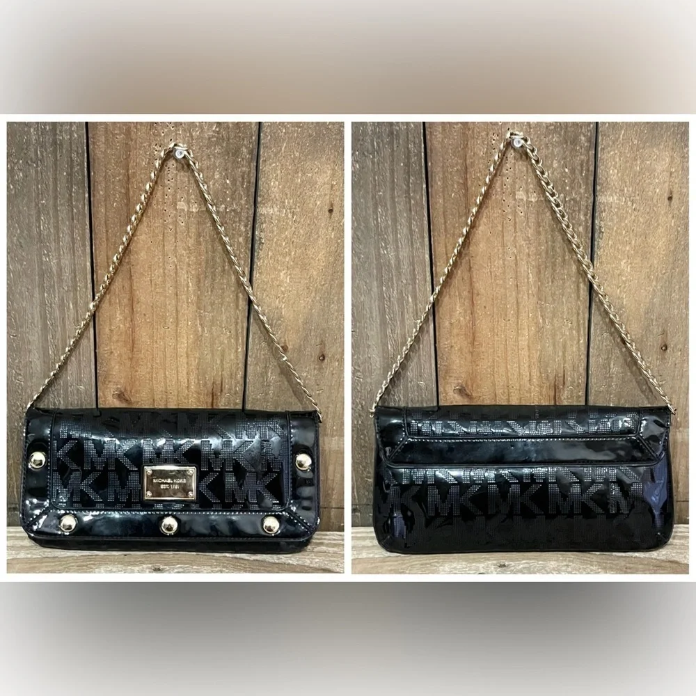 Michael Kors. 5 Piece: Delancy Clutch & Free Watch, Card Case, Twilly & Dust Bag